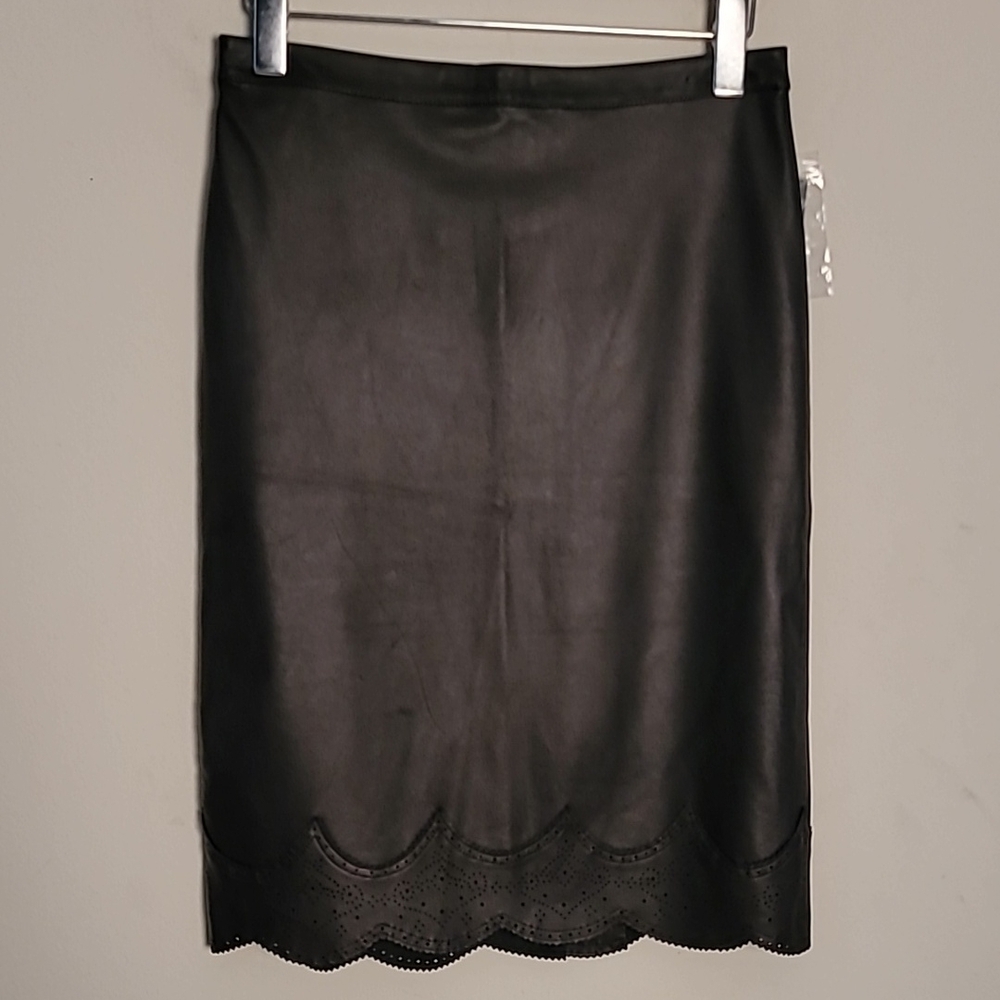 DKNY Black Leather Pencil Skirt 2 New Preppy Business Casual Office Event